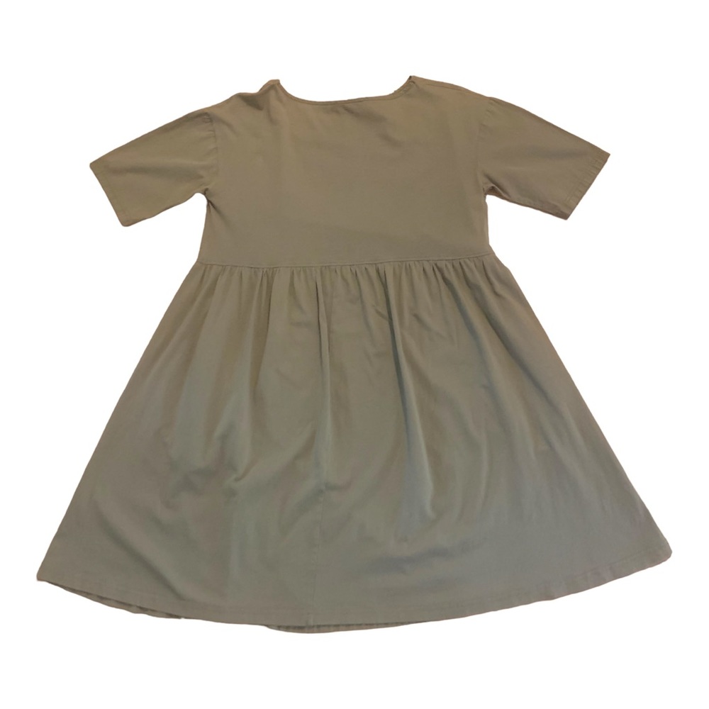 Zara Khaki Baby Doll Dress Pockets Mixed Media Women’s Small